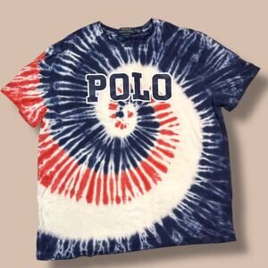 Polo Ralph Lauren Americana Tie-Dye RWB "POLO" Logo T-Shirt Men's Medium